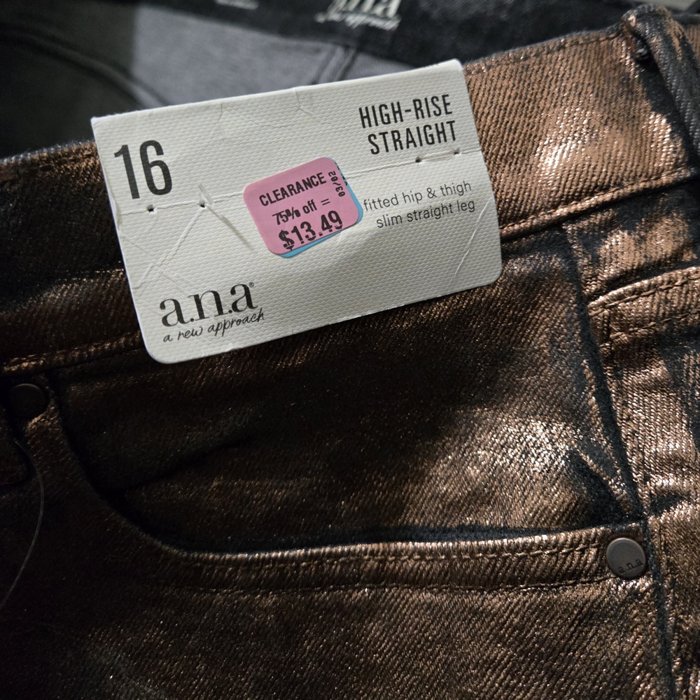 a.n.a Metallic Bronze High-Rise Jeans